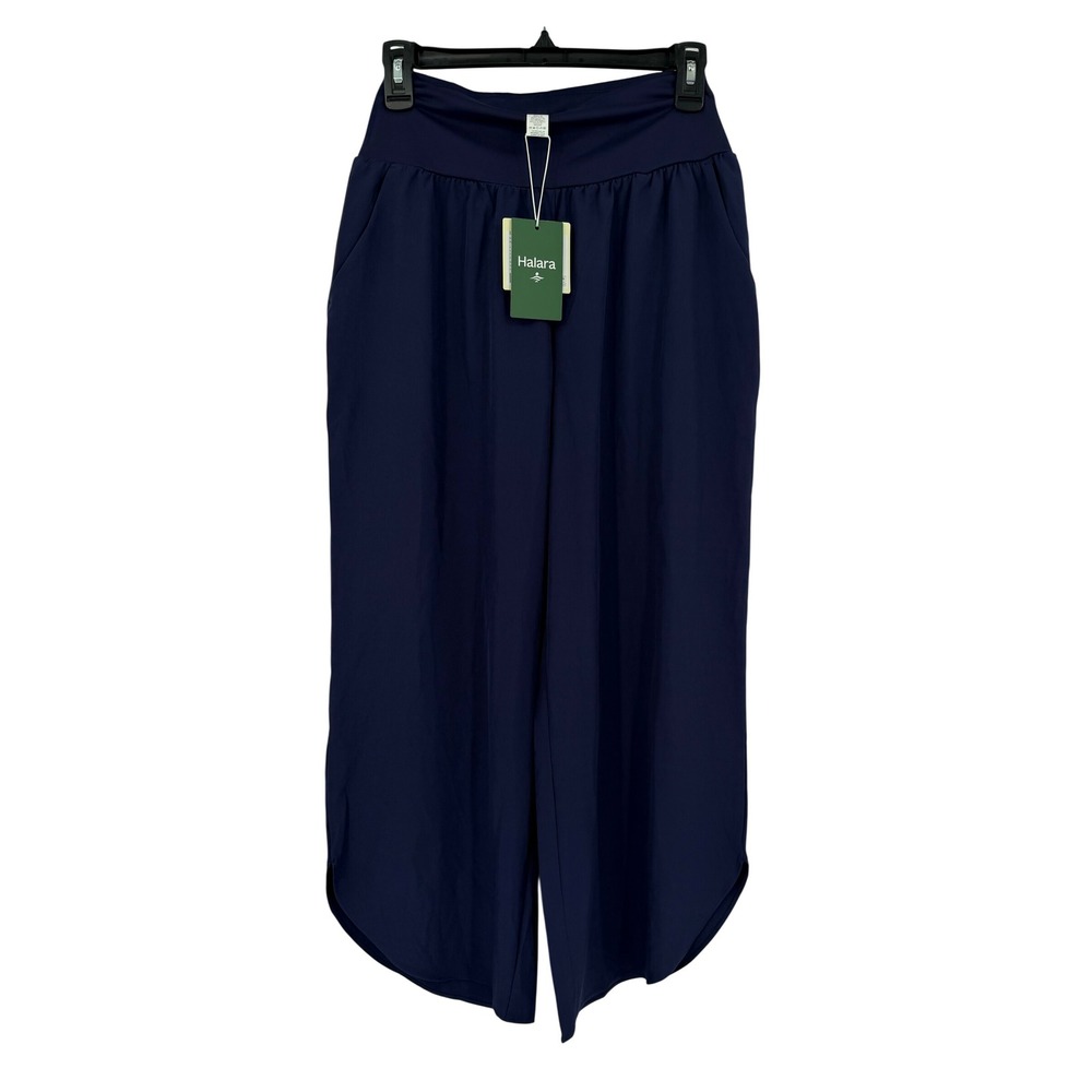 Halara Breezeful High Waisted Wide Leg Navy Blue Tulip Hem Pants Small NEW